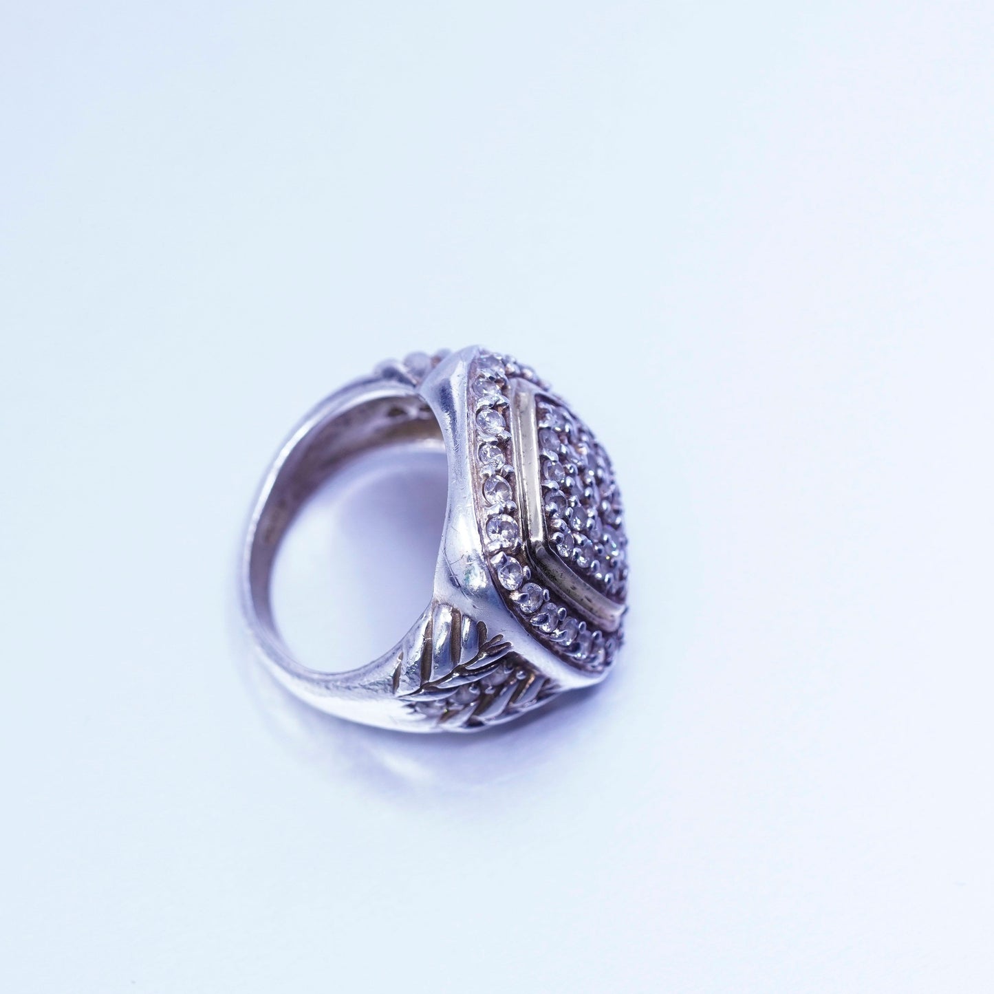 Size 7.25, vintage vermeil gold over Sterling 925 silver ring with cluster Cz