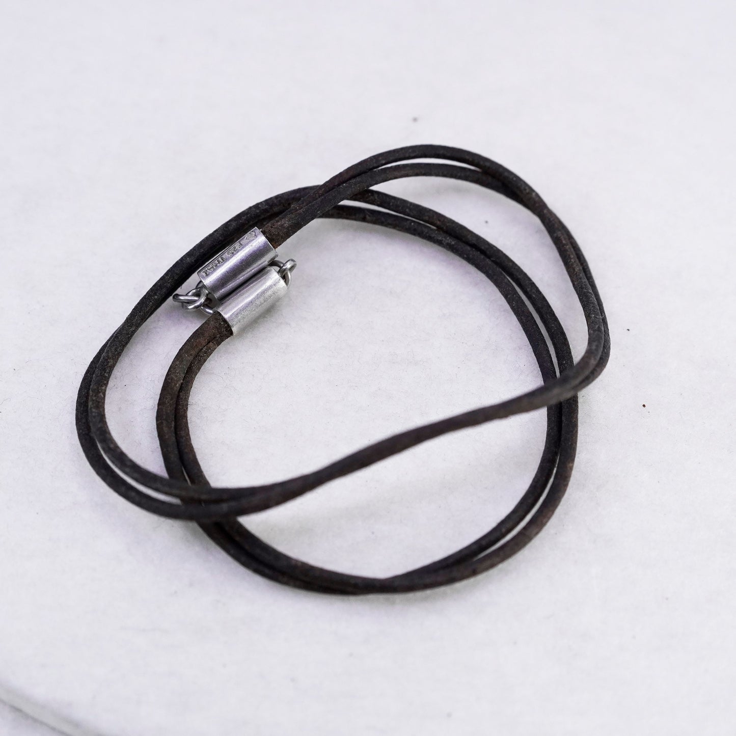 16”, Silpada 925 Sterling Silver double strands brown leather chain Necklace