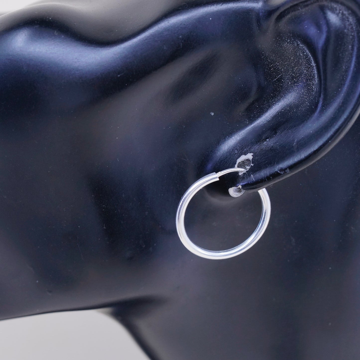 0.75”, Vintage sterling 925 silver loop earrings, minimalist primitive hoops