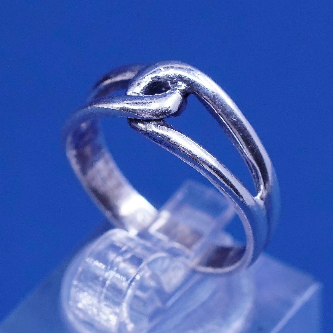 sz 5.75, vtg sterling silver handmade ring, 925 entwined knot band