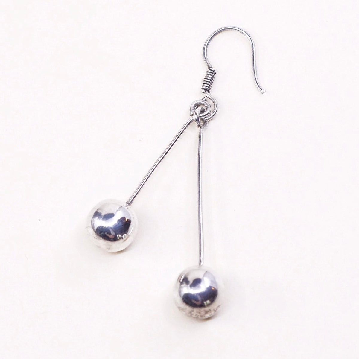 vtg cherry sterling silver handmade earrings, 925 beads dangles