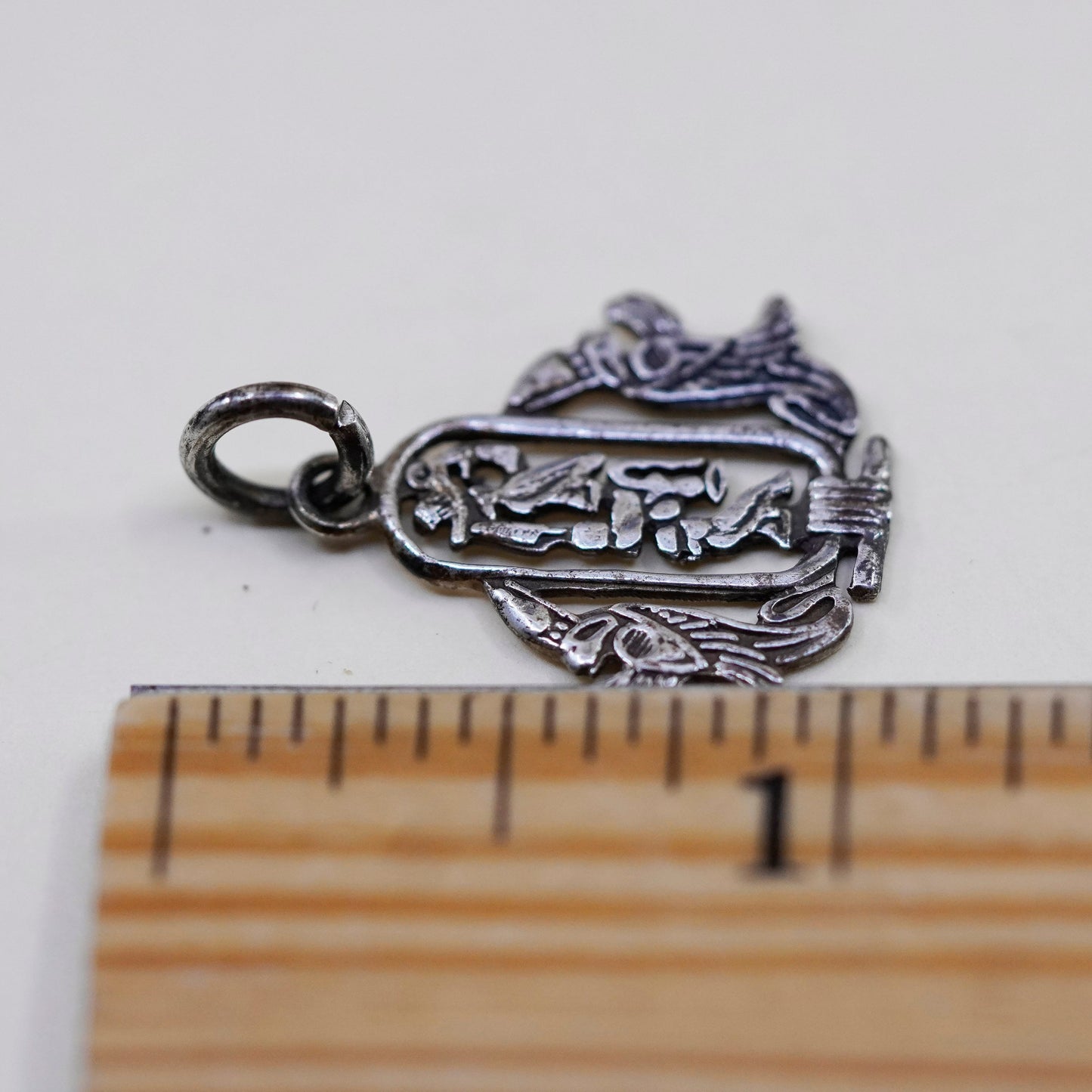 vtg Sterling silver handmade pendant, oxidized Egyptian 925 silver ankh pendant