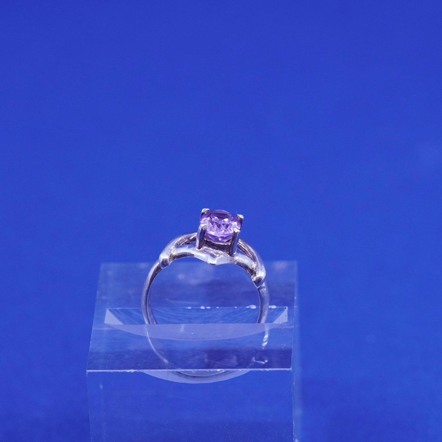 Size 5.75, vintage Brazil Sterling 925 silver handmade ring with amethyst
