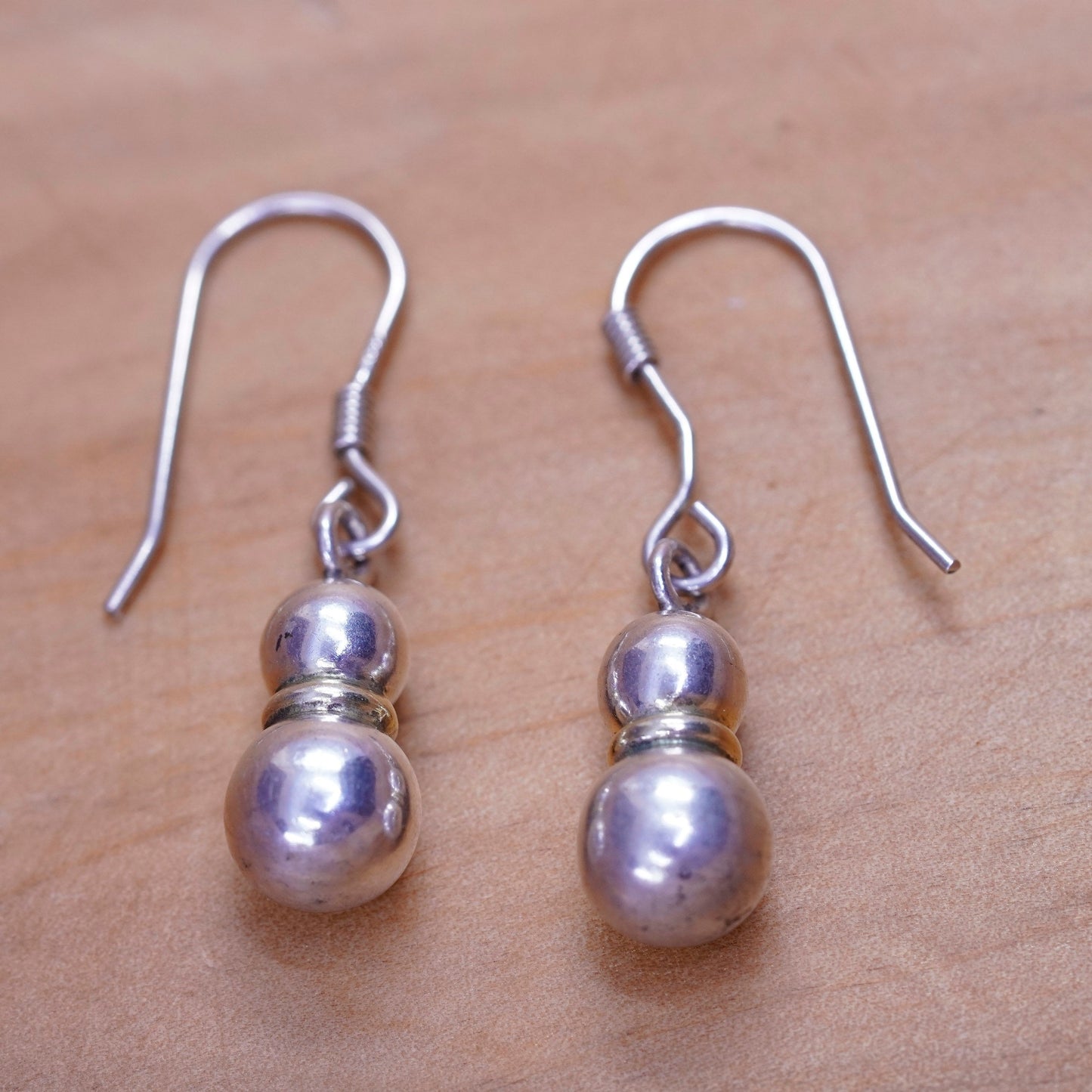 Vintage Sterling silver handmade earrings, 925 beads drops