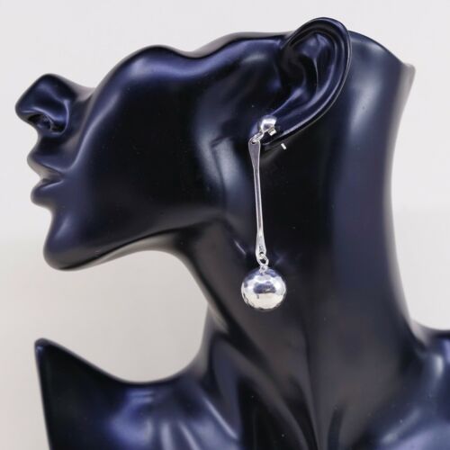 Vtg Mexico Sterling Silver Handmade Earrings, 925 Silver Studs W/ Beads Dangles