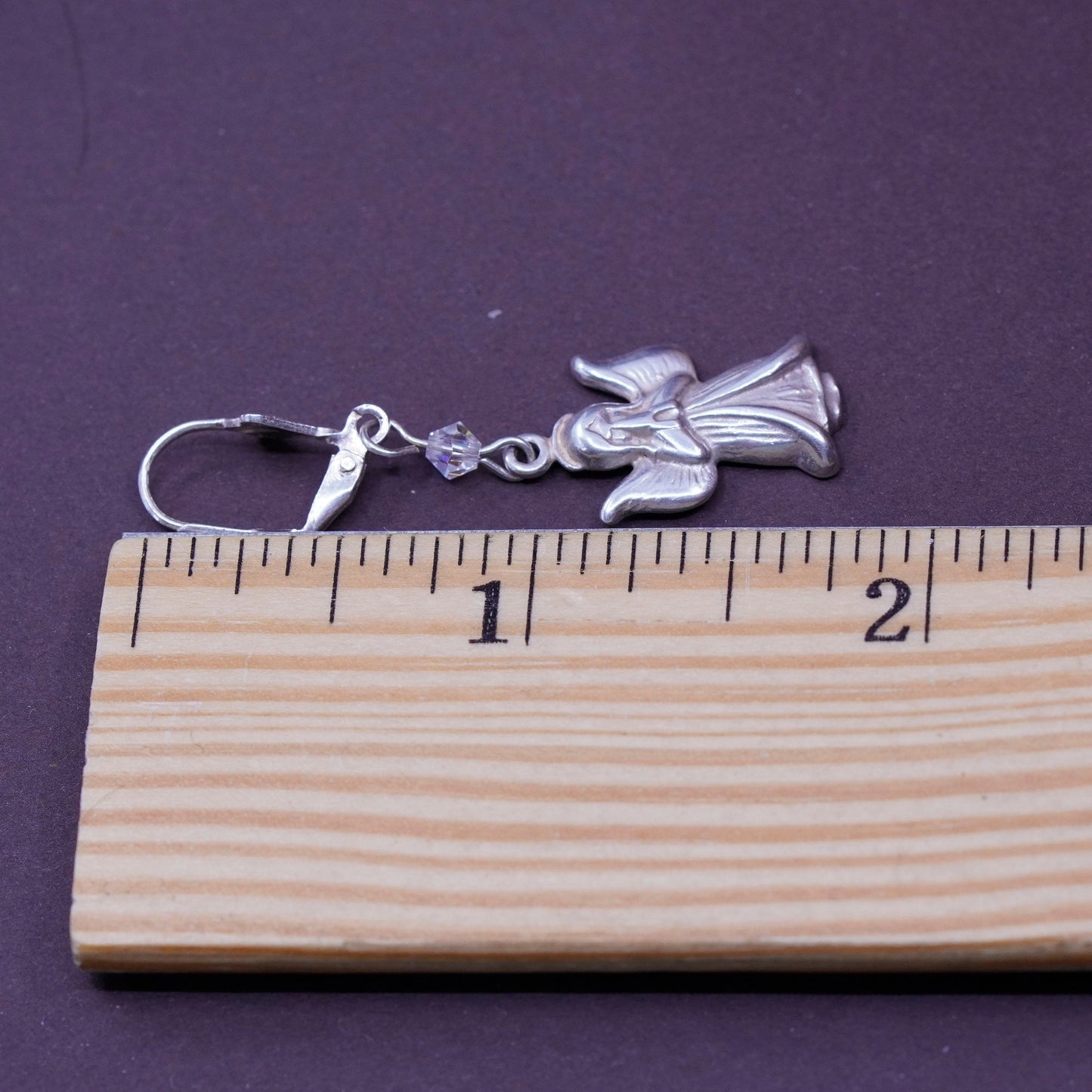 Vintage Sterling 925 silver handmade Angel earrings with Swarovski crystal