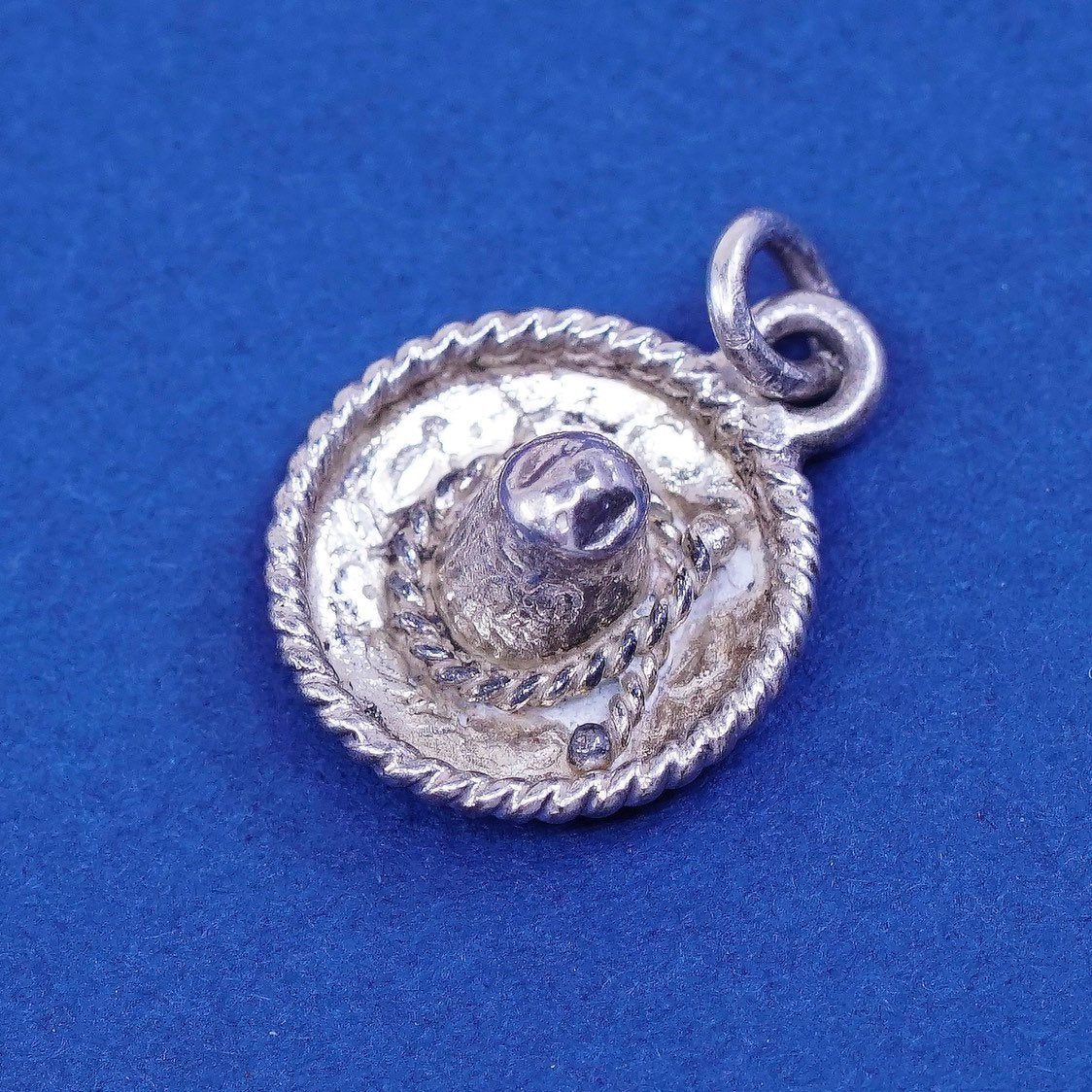 vtg Sterling silver handmade pendant, 925 Sombrero Hat