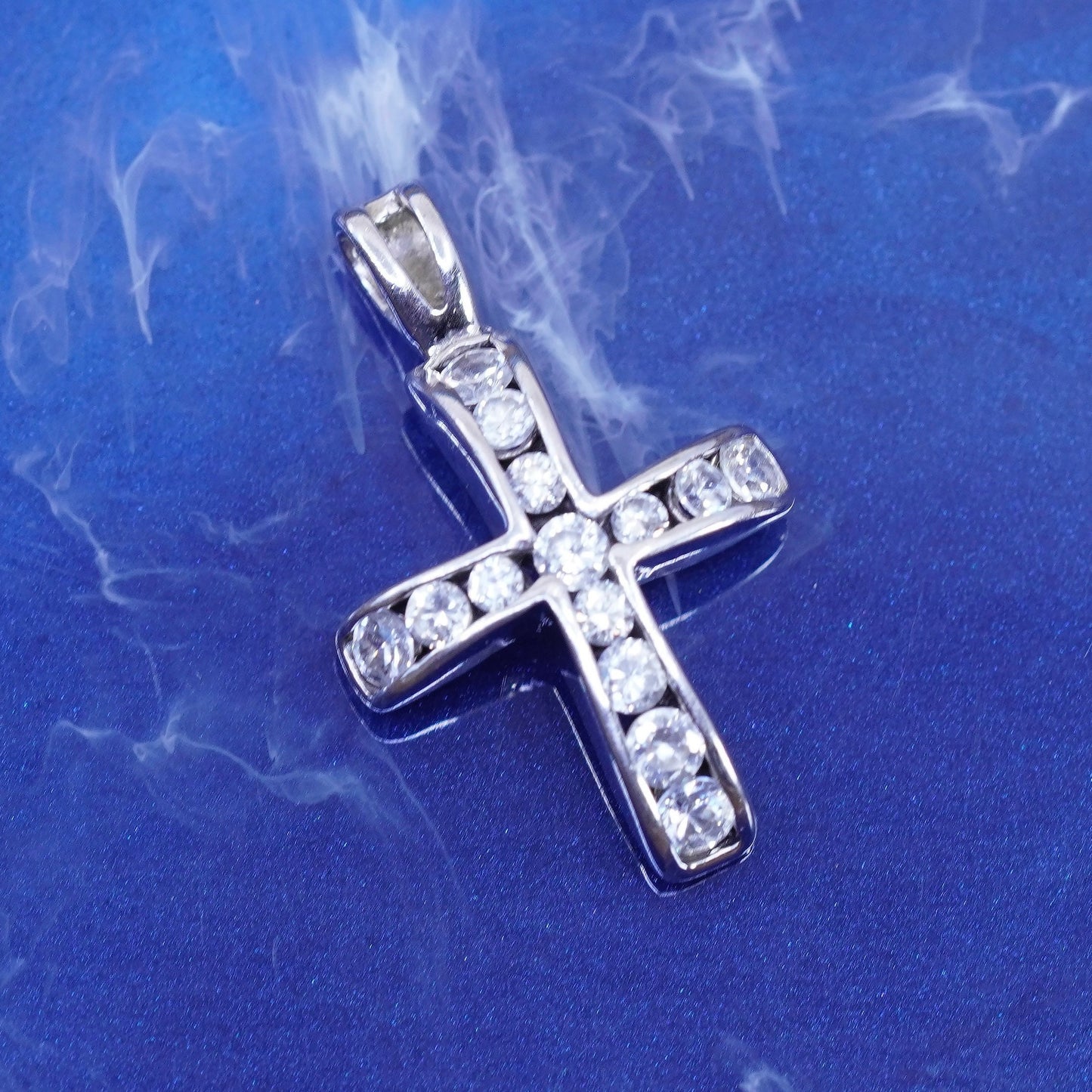Vintage Sterling silver handmade pendant, 925 cross with cz