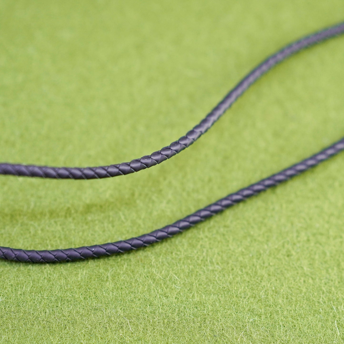16+1”, Vtg Sterling 925 Silver Clasp W/ braided woven black rubber Necklace
