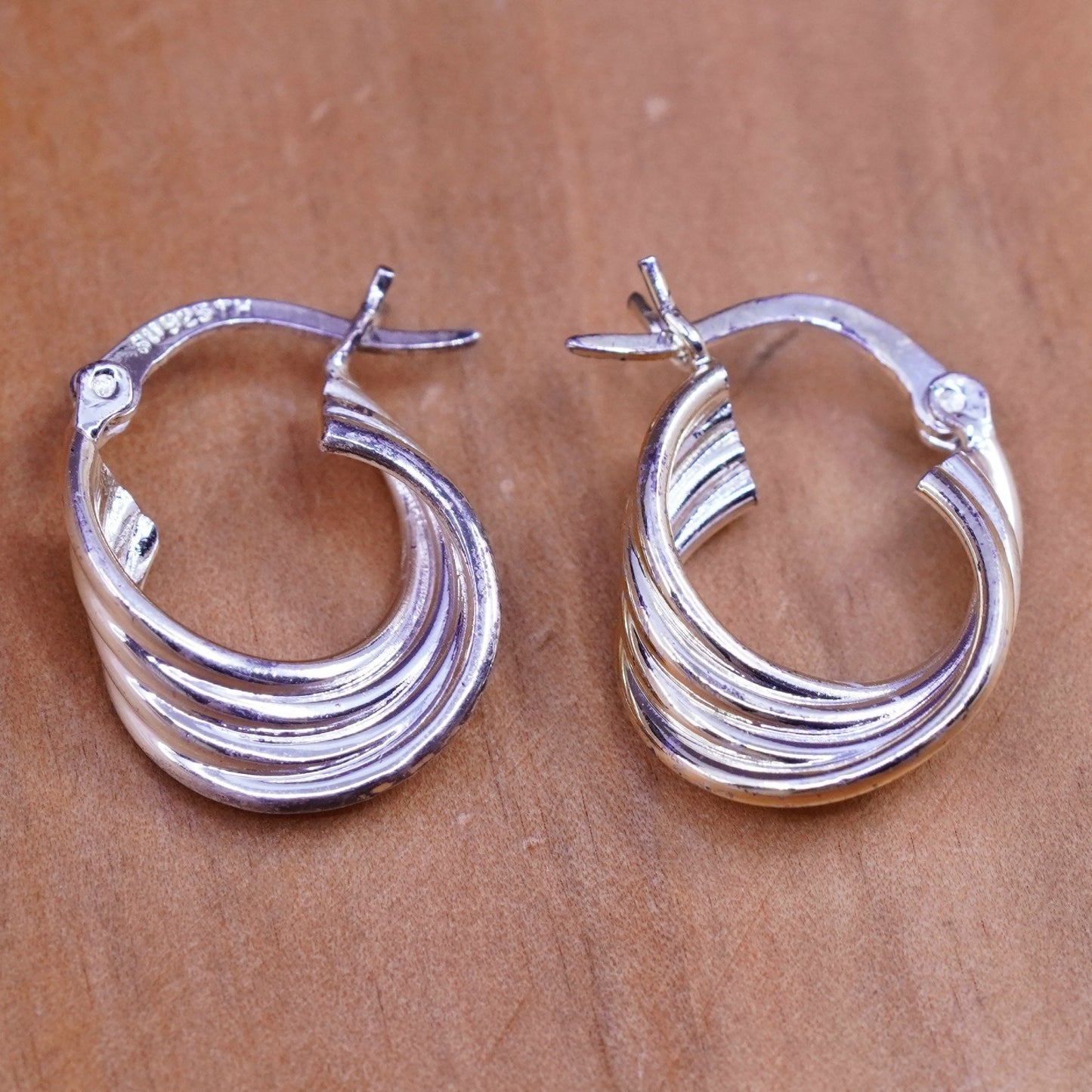 0.5”, vintage Sterling silver twisted hoop earrings, 925 twisted huggie