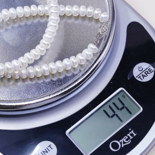 18" 6mm, Vtg handmade Freshwater Pearl Necklace With Sterling Silver Clasp