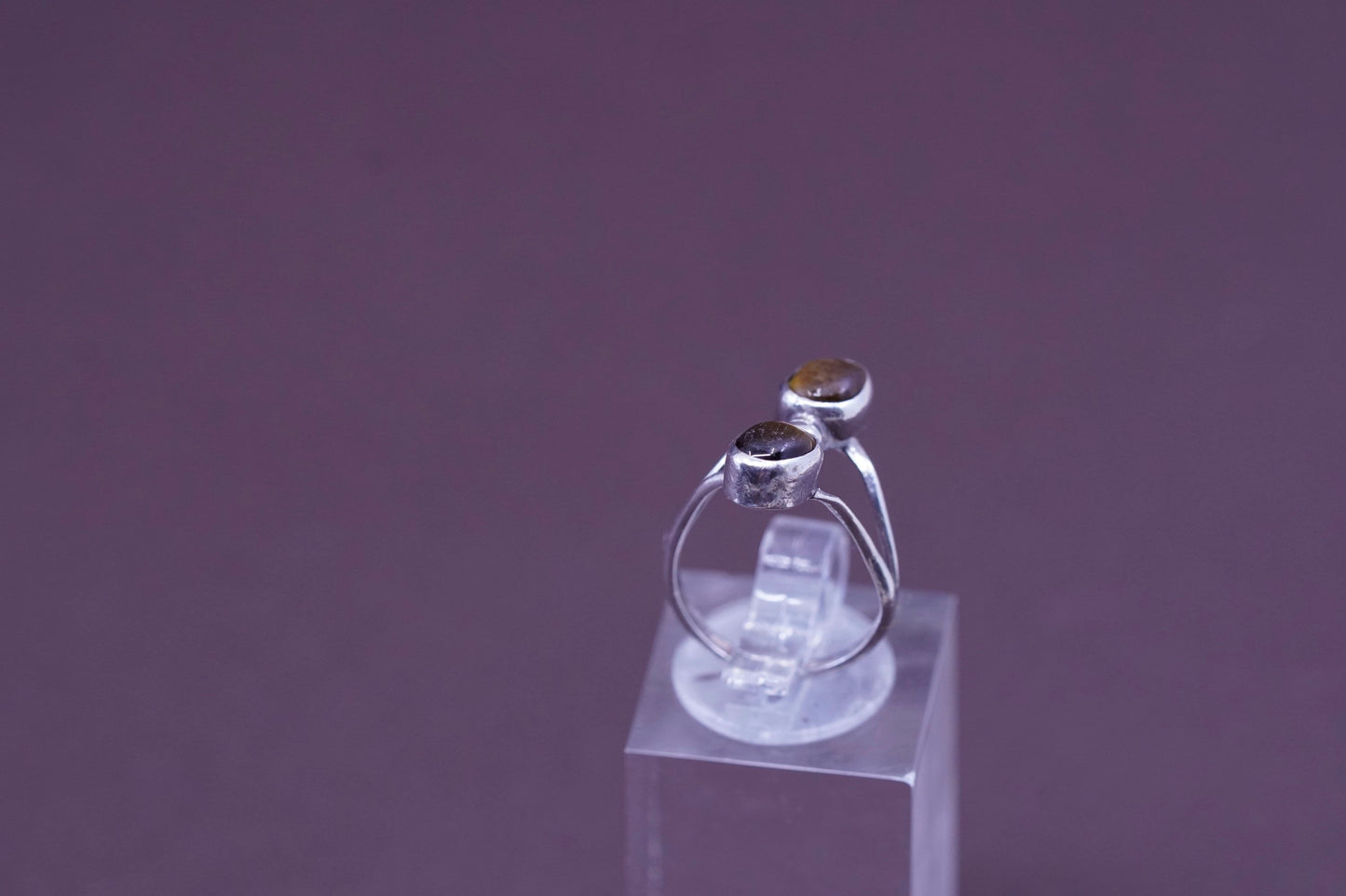 Size 3, vintage Sterling 925 silver handmade ring with golden tiger eye