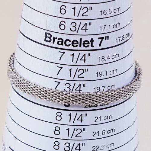 8” 10mm, Vtg Sterling Silver bracelet, vintage Textured 925 Italy Mesh Bangle