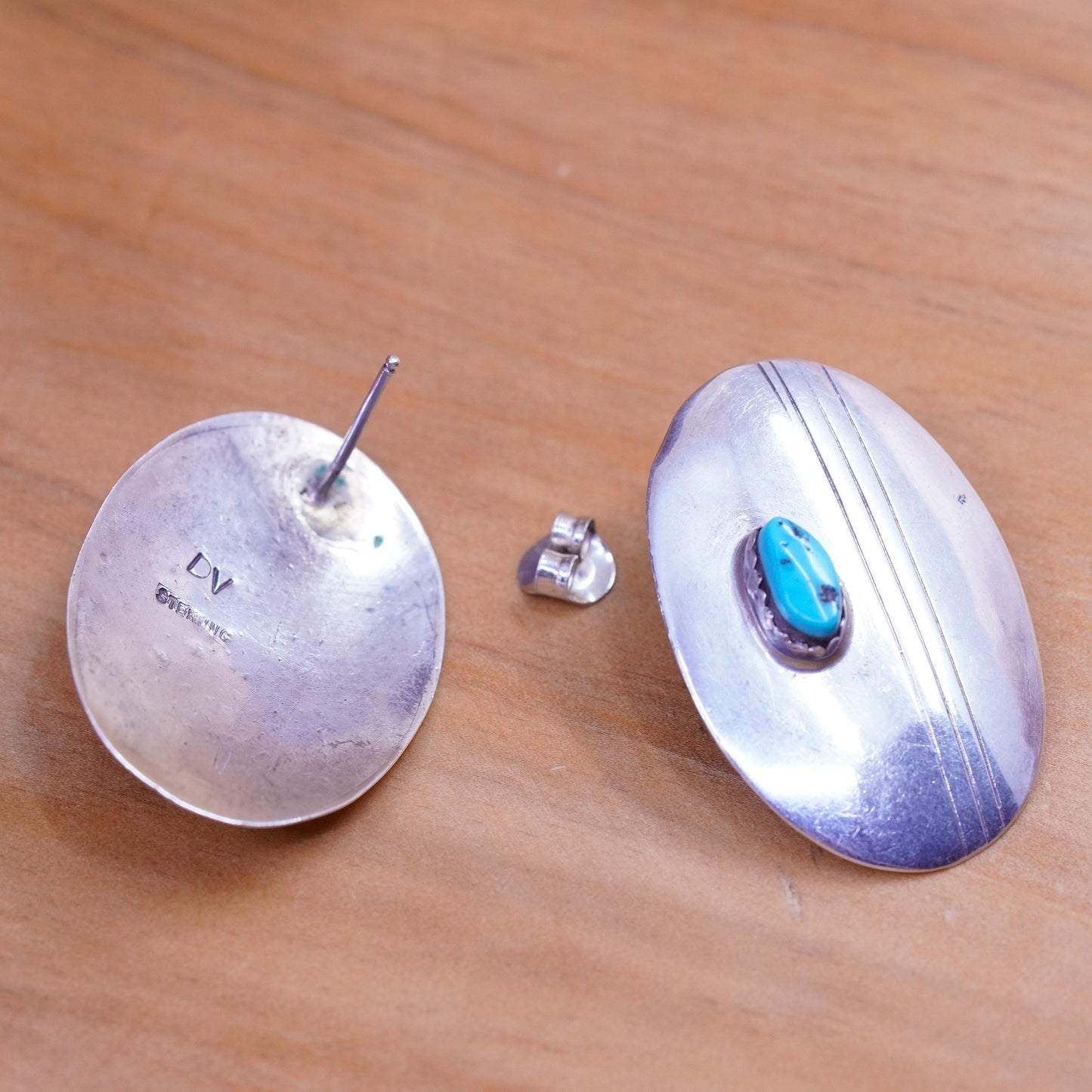Native American Darrell Victor Sterling silver earrings, 925 studs turquoise