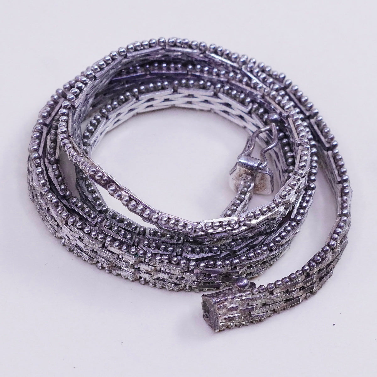 18”, 6mm, Vintage sterling silver Riccio link chain, V shaped 925 necklace