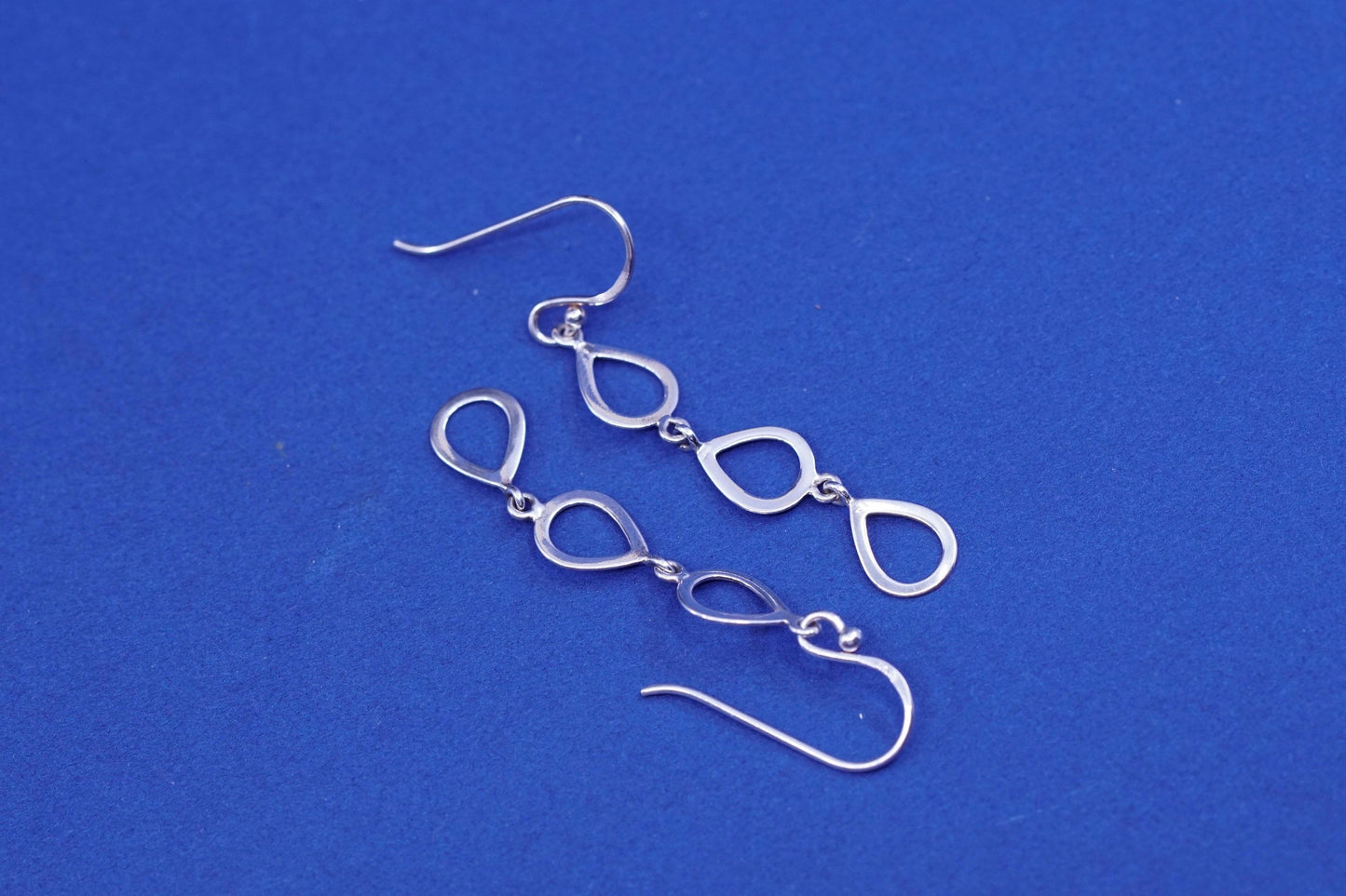 Italy Sterling silver modern earrings, 925 teardrop Dangles