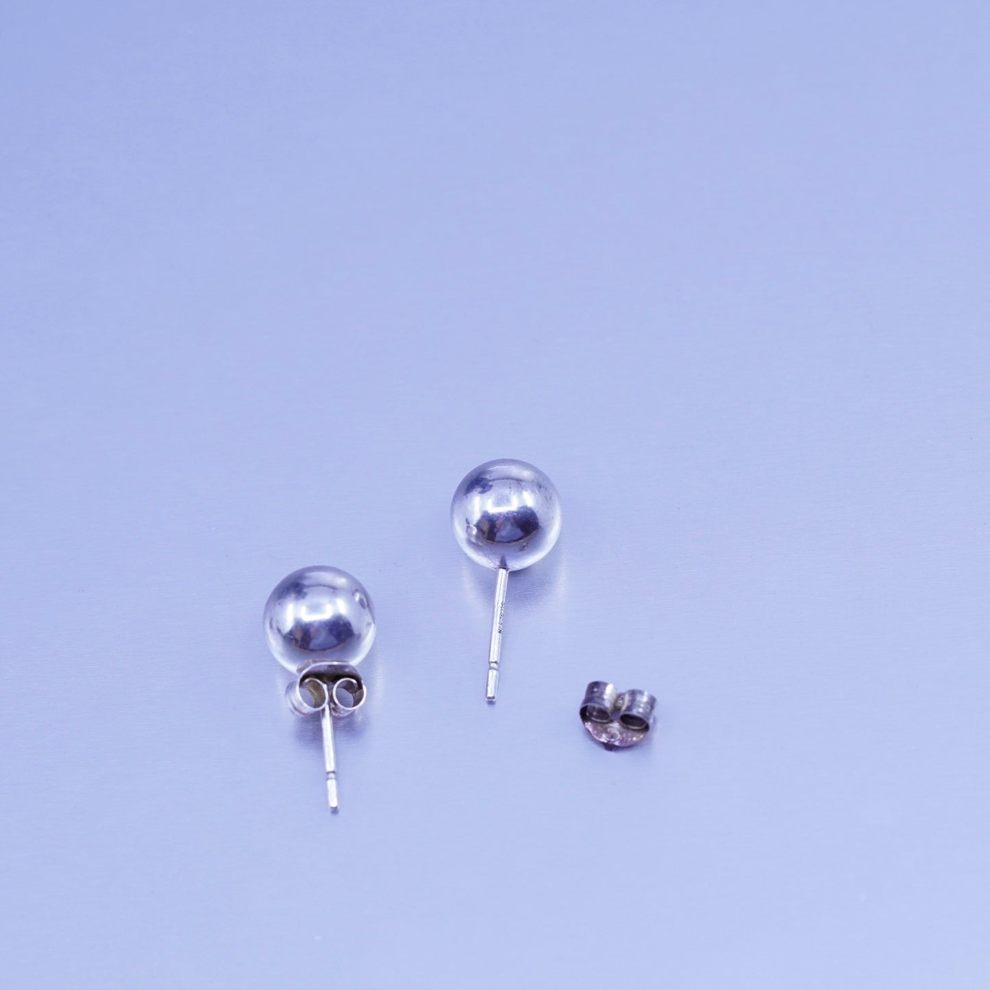 7mm, Vintage Sterling 925 silver handmade earrings, bead studs
