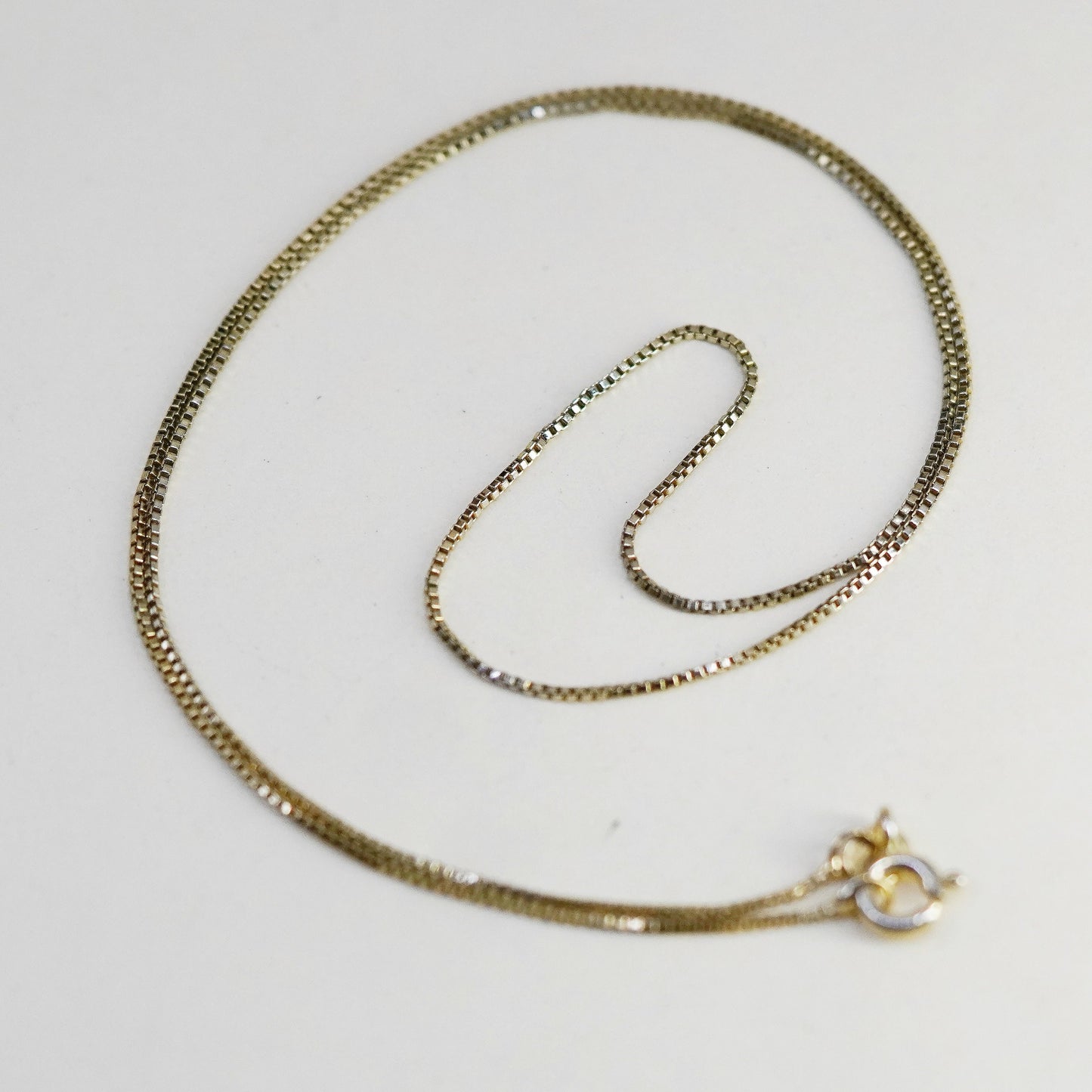 18”, 1mm, Vintage vermeil gold over sterling 925 silver box chain, necklace