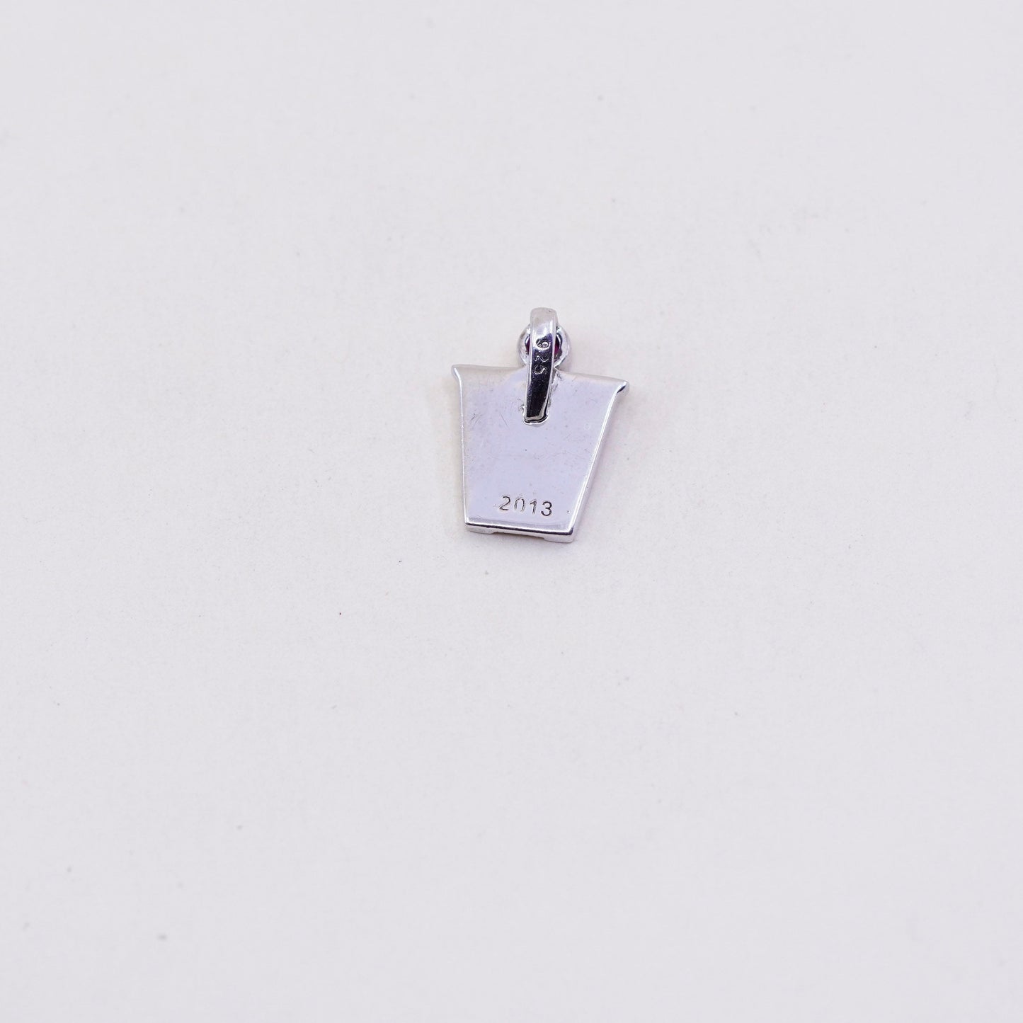 sterling 925 silver initial “w” pendant with genuine ruby and diamond
