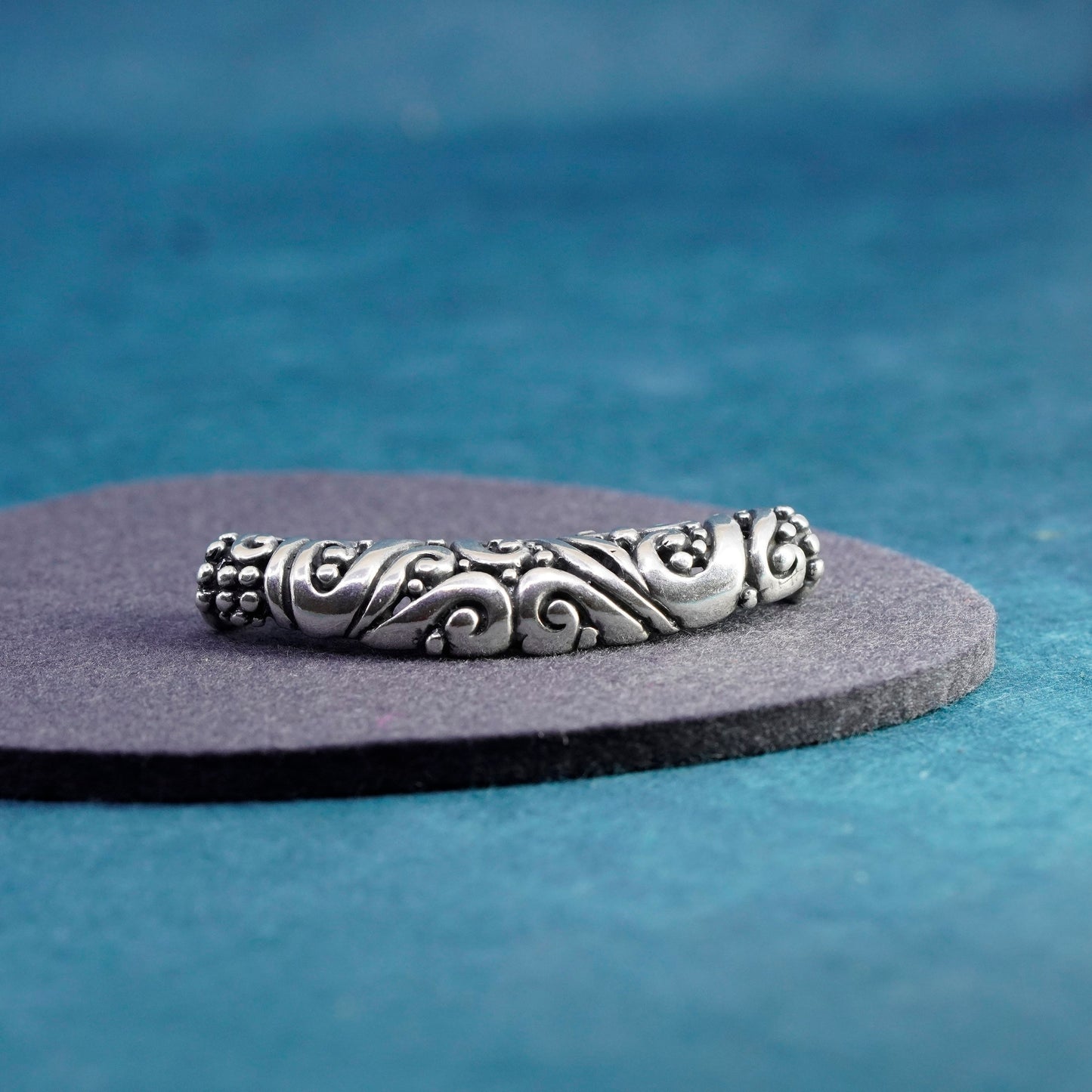 Vintage Sterling silver handmade pendant, 925 swirly slide pendant