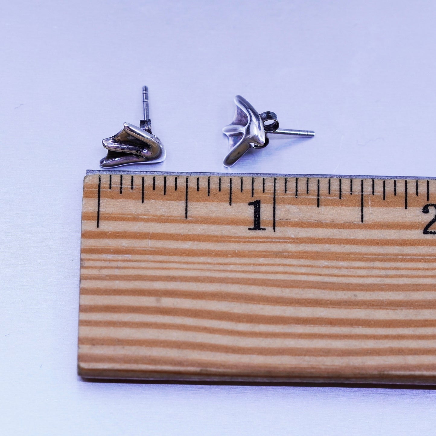 Vintage Sterling 925 silver handmade earrings, frog paw studs