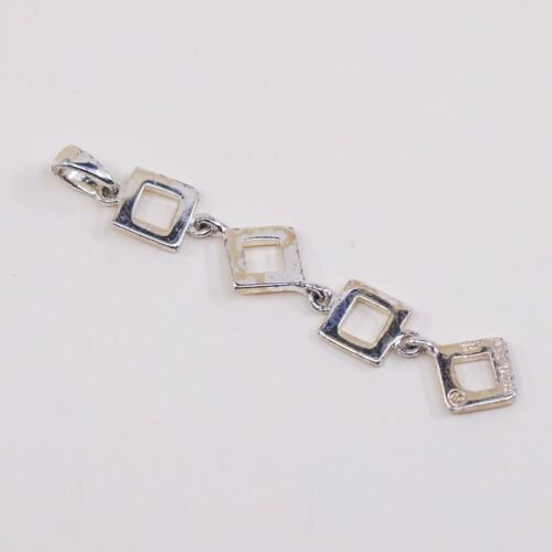 Vintage Thailand Sterling Silver Square Circle Pendant, Solid 925 Silver Charm
