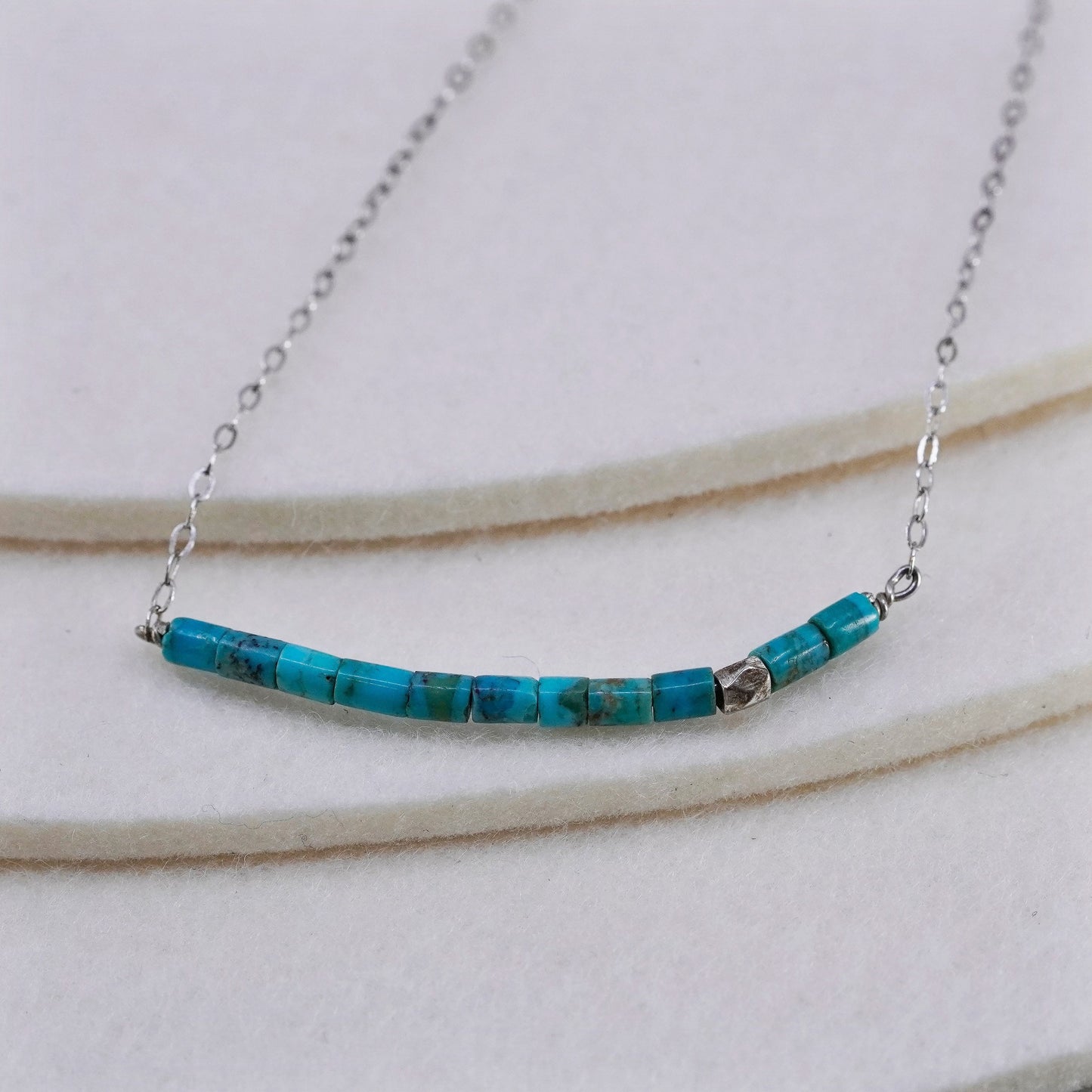 16+2”, Pura Vida Sterling 925 silver necklace with turquoise heishi pendant