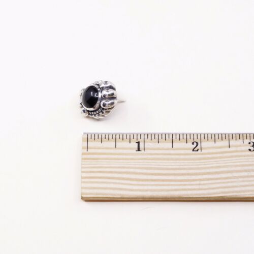 Vintage Sterling Silver Handmade Earrings, 925 Silver Studs W/ Obsidian N Beads