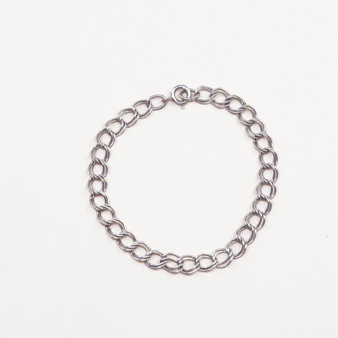 7”, VTG sterling silver double curb bracelet, italy 925 silver link chain