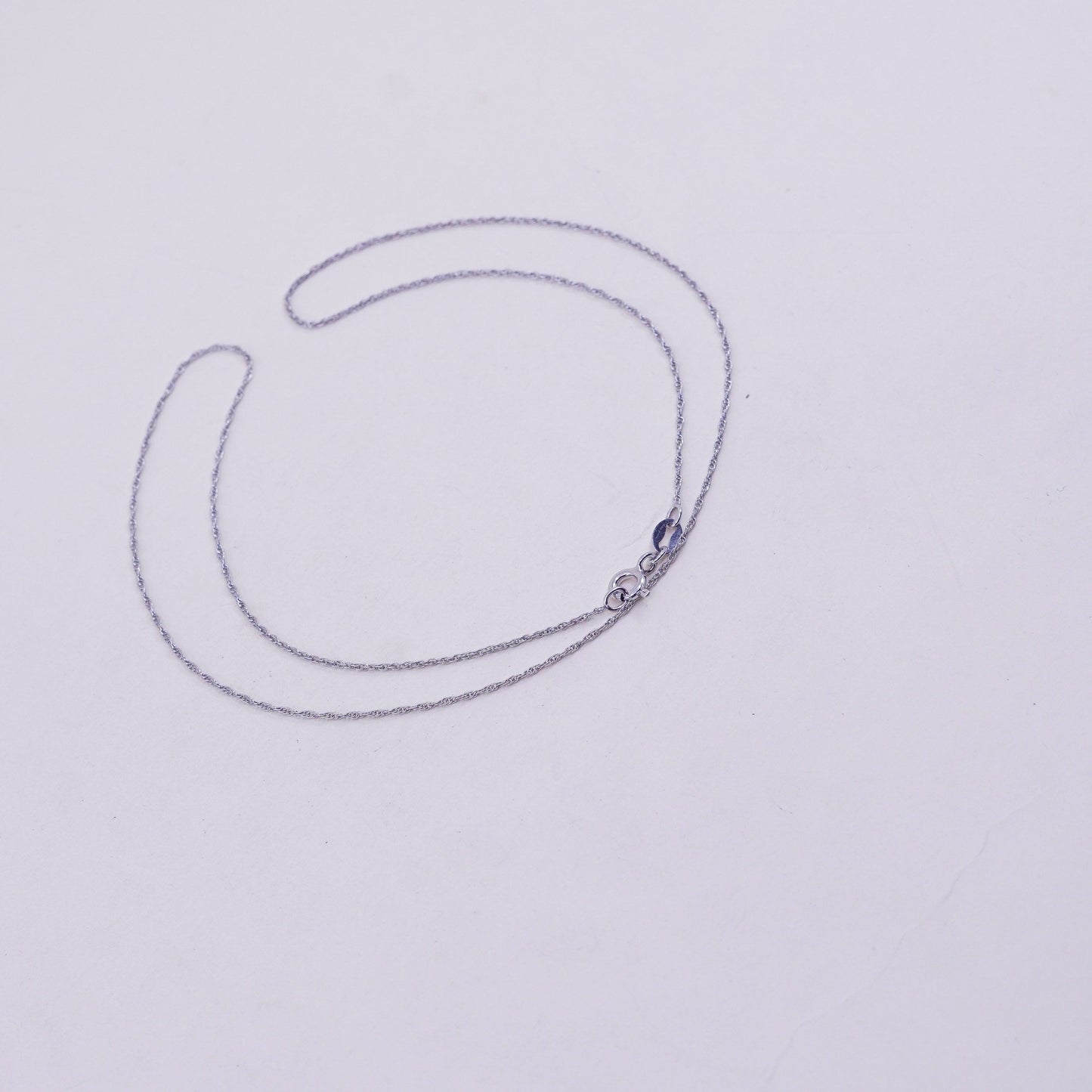 18”, 1mm, vintage Sterling silver necklace, 925 Singapore rope chain