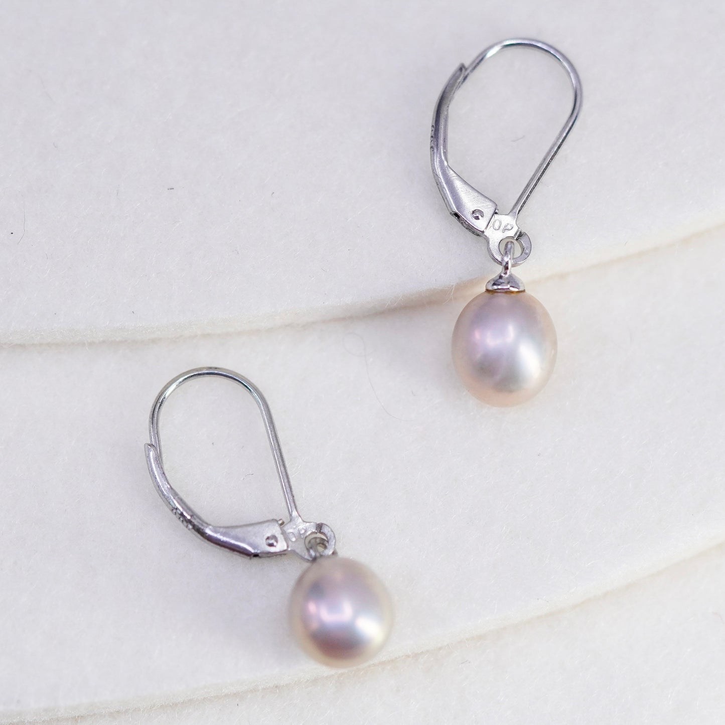 Vintage Sterling 925 silver handmade earrings with freshwater pearl
