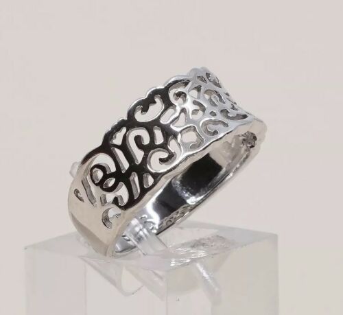 Size 7, Vtg Sterling Silver Handmade Ring, 925 Silver Band W/ Filigree Whirl