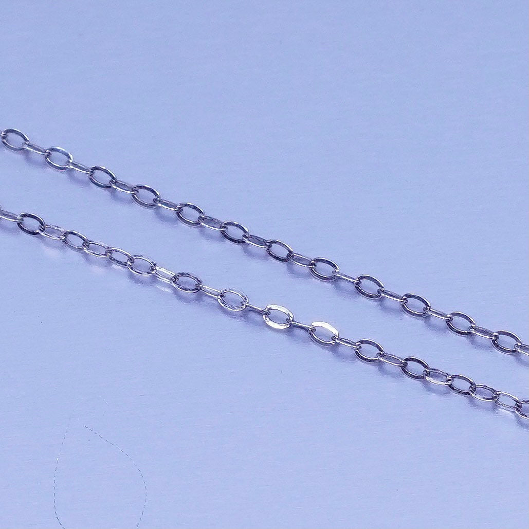 18” 1mm, vintage Italy Sterling 925 silver flatten circle chain necklace