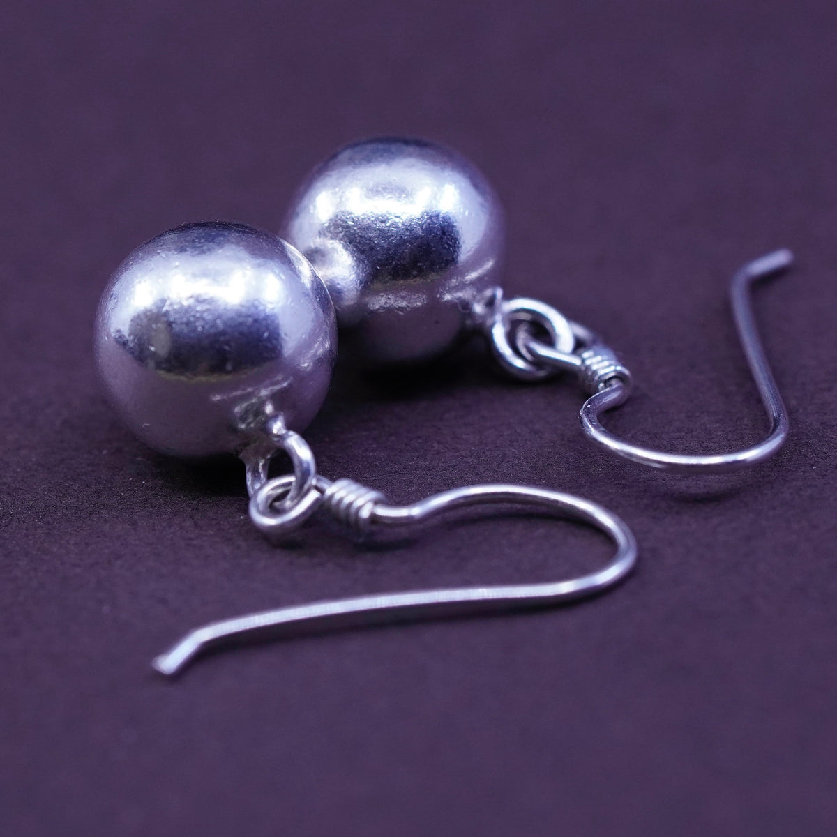 Vintage Sterling silver Handmade earrings, 925 bead dangles