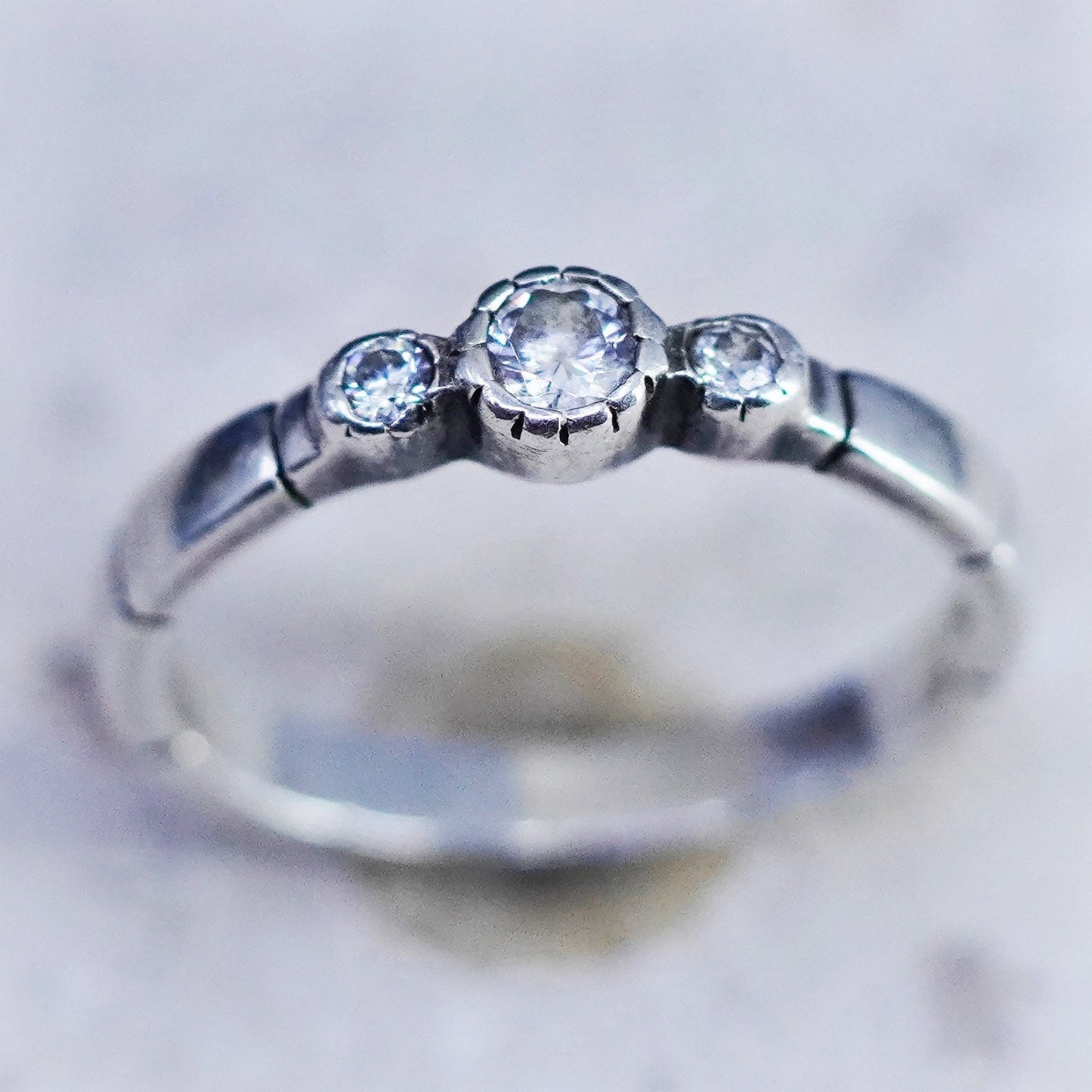 Size 7.5, Silpada Sterling 925 Silver Cubic Zirconia Band Stack Ring R2063