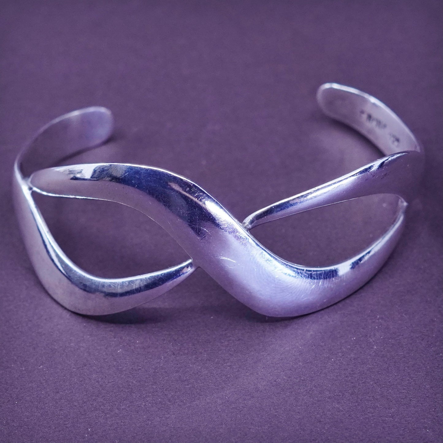 6.75”, Vintage Sterling silver handmade bracelet, 925 twisted cuff