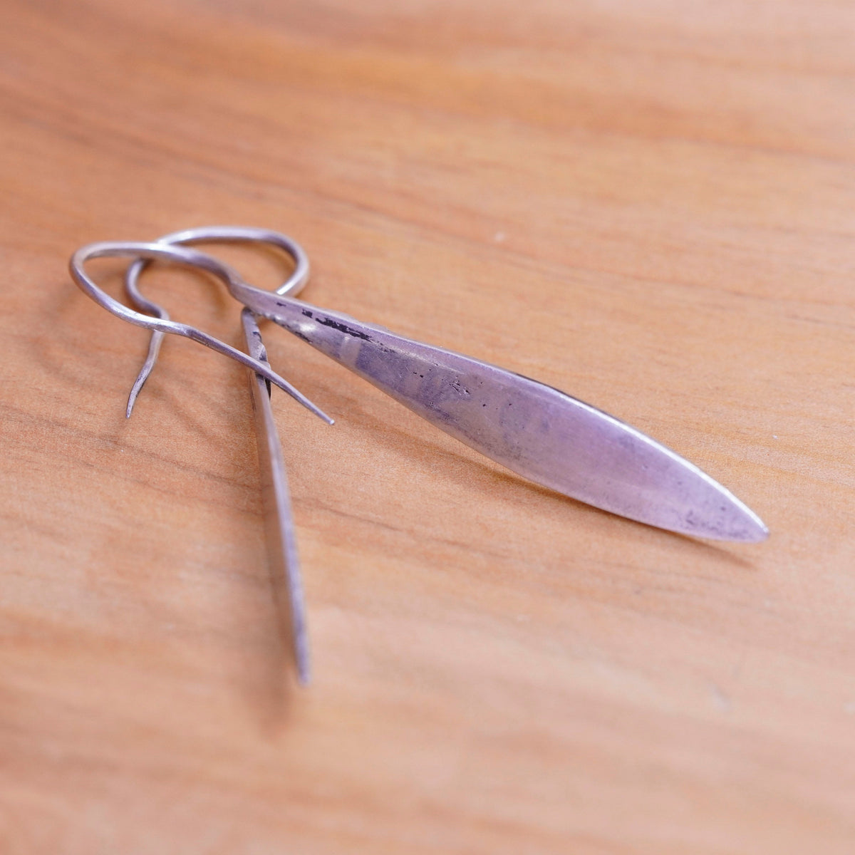 Native American Sterling 925 silver handmade extra long earrings