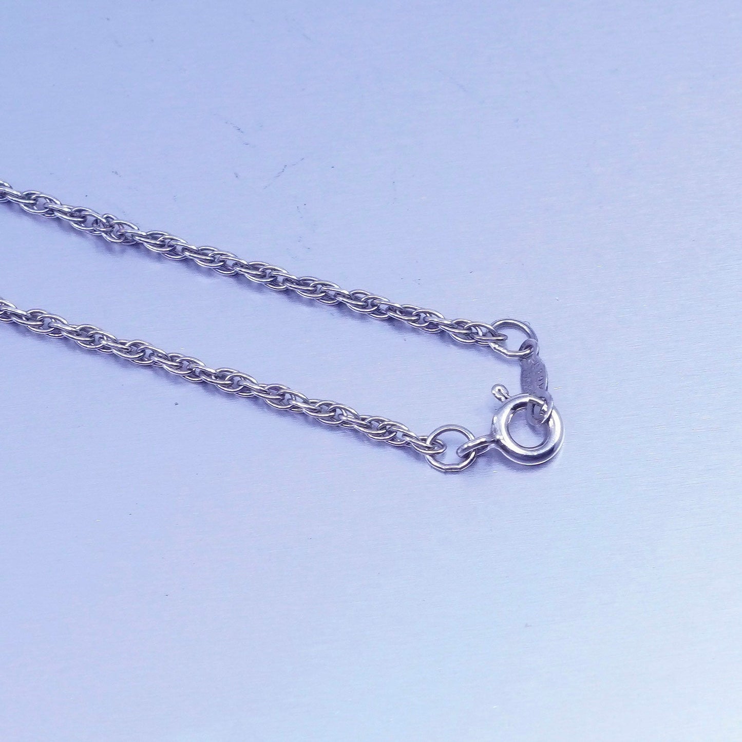 18” 2mm, vintage Italy Sterling 925 silver Singapore rope chain necklace