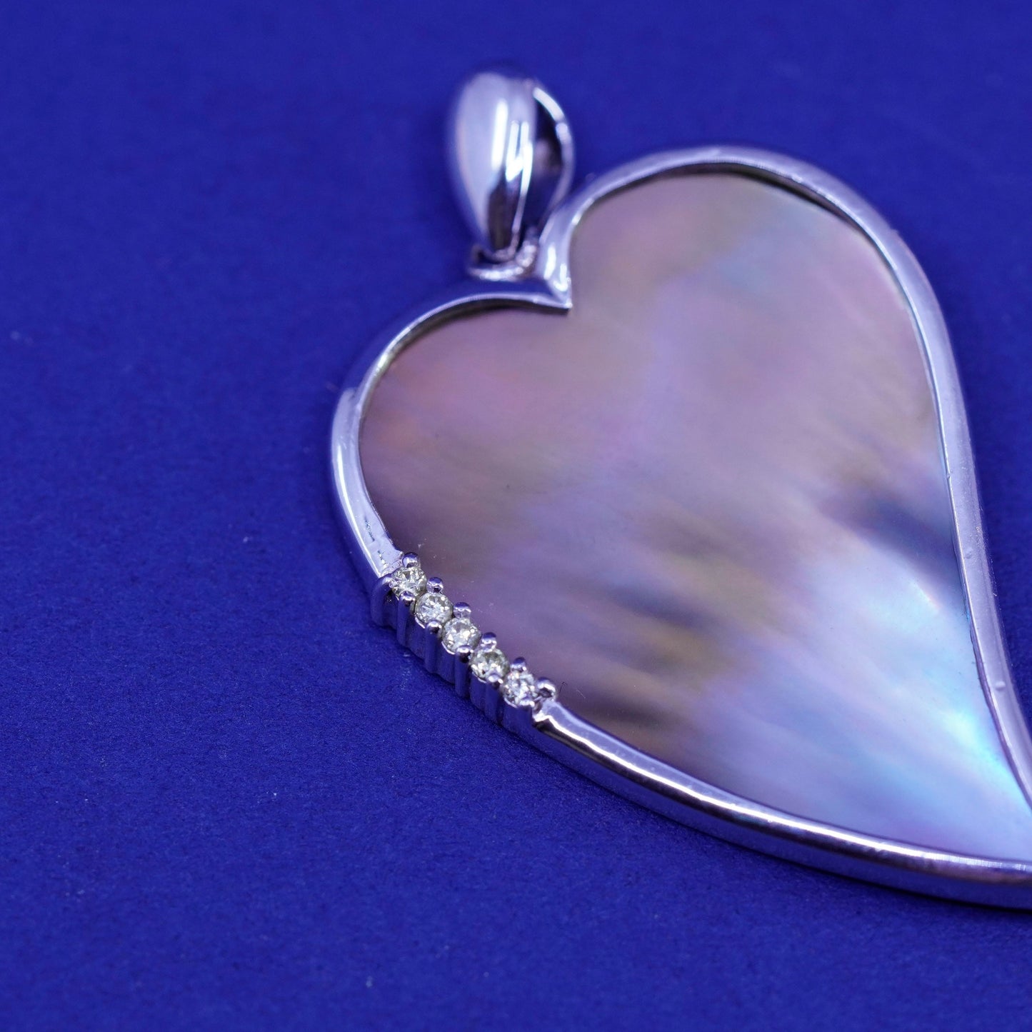 Vintage mexico Sterling silver handmade pendant, 925 heart abalone citrine