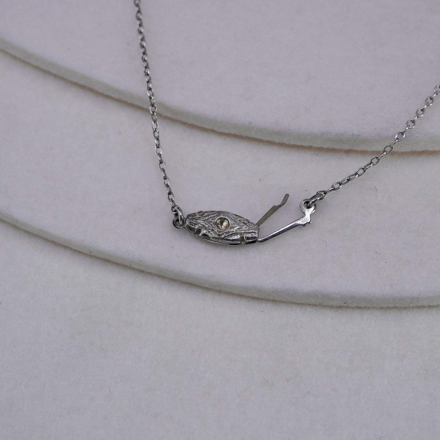 16”, England Sterling 925 silver handmade necklace w/ teardrop abalone pendant