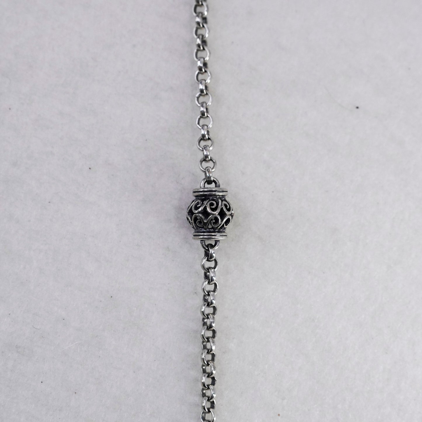 42”, Sterling 925 silver handmade circle chain extra long necklace bail beads