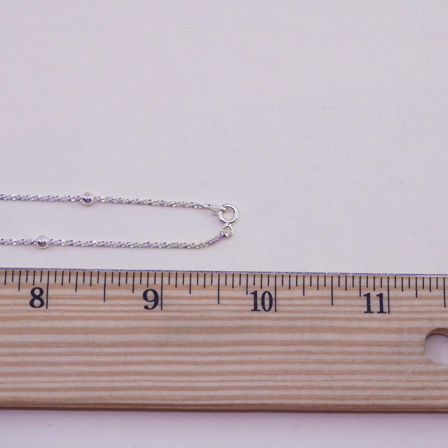 20”, 2mm, Vintage sterling silver Italy 925 twisted chain with beads, necklace
