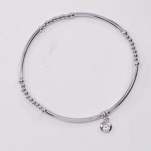 6.5”, Vintage Next Sterling Silver Handmade Bracelet, 925 Bangle W/ Elastic Band