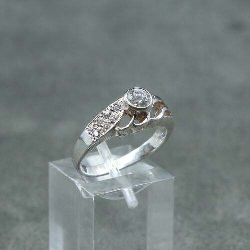 Sz 7, vintage Sterling Ring, 925 Silver wing W/ cluster Crystal