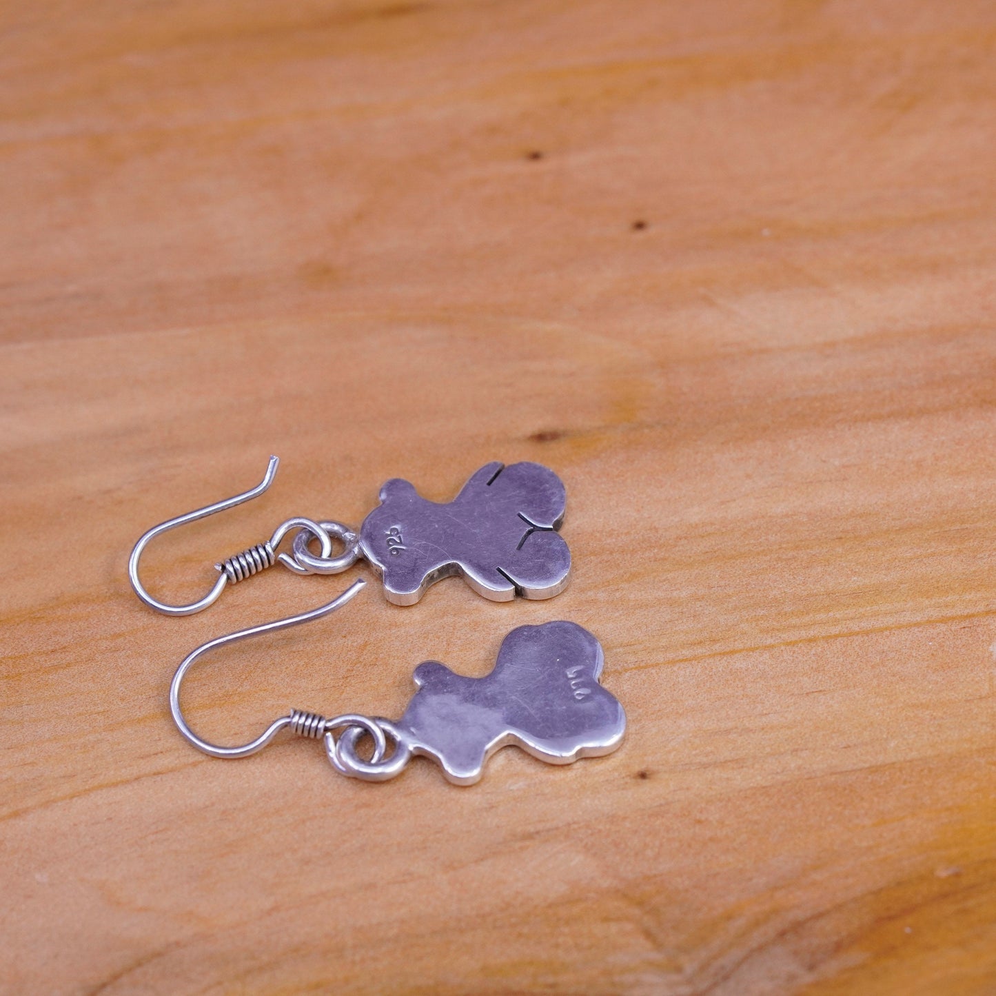 Vintage 925 Sterling silver bear handmade earrings