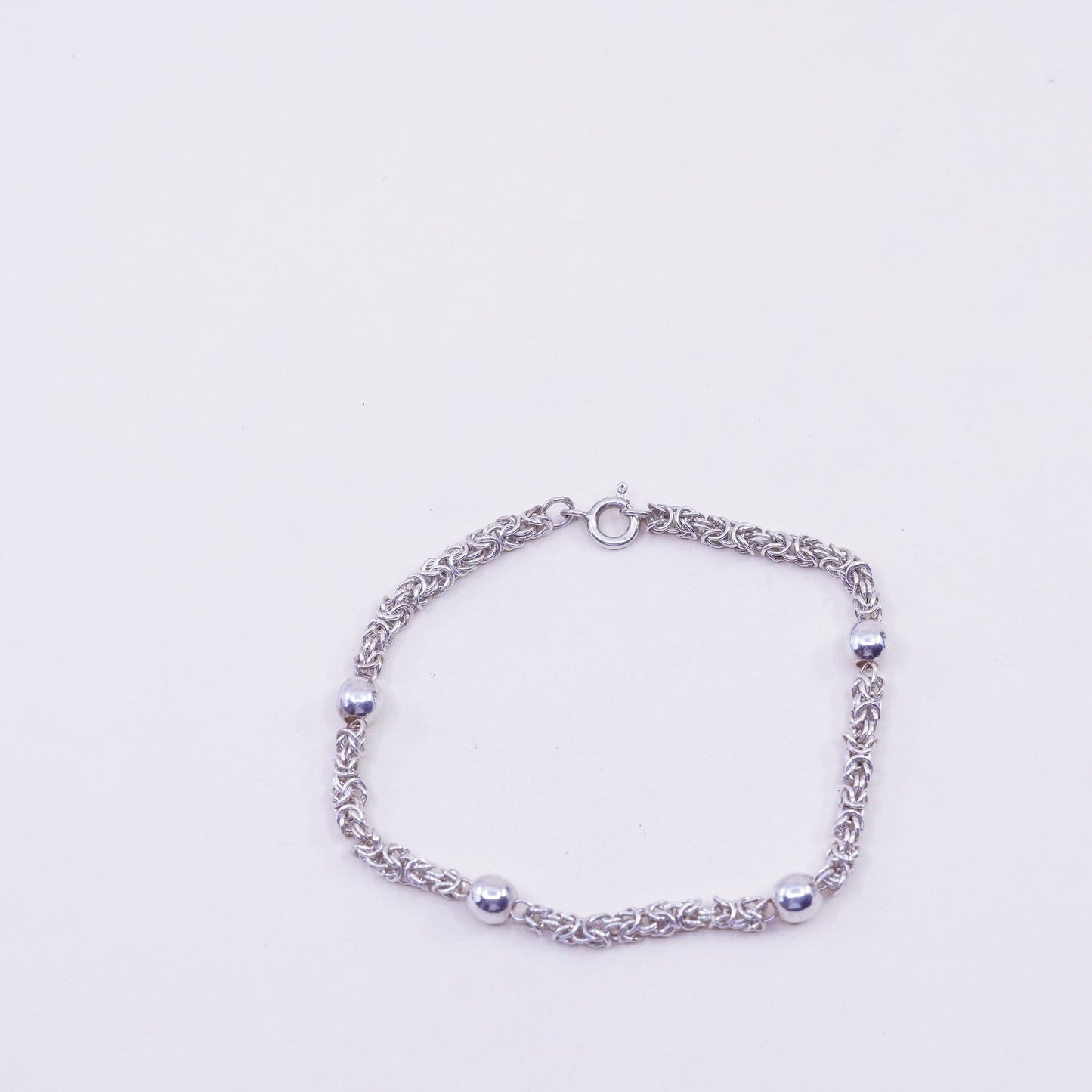 8”, vintage bold Sterling silver handmade bracelet, 925 Byzantine, birdcage