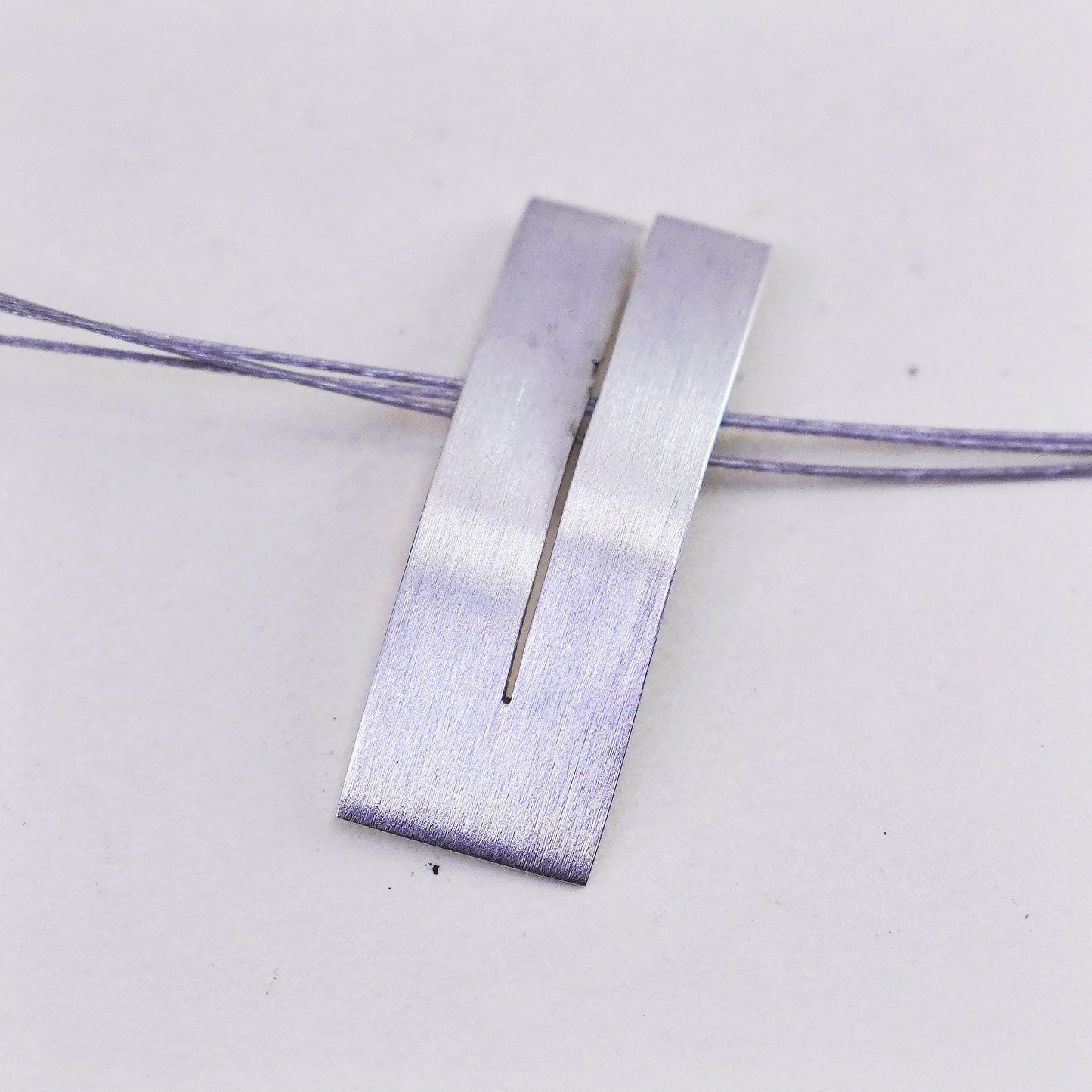 16”, Sterling 925 silver necklace, multi strands stainless rectangular pendant