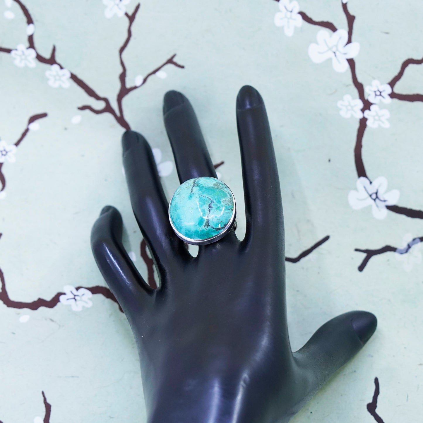 Size 8.5, Native American sterling silver 925 ring turquoise, southwestern