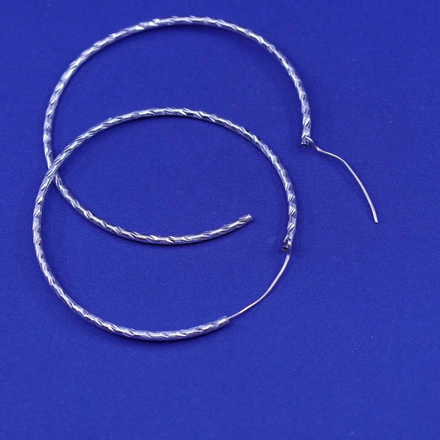 2.5”, vintage Sterling 925 silver handmade huge textured hoop earrings