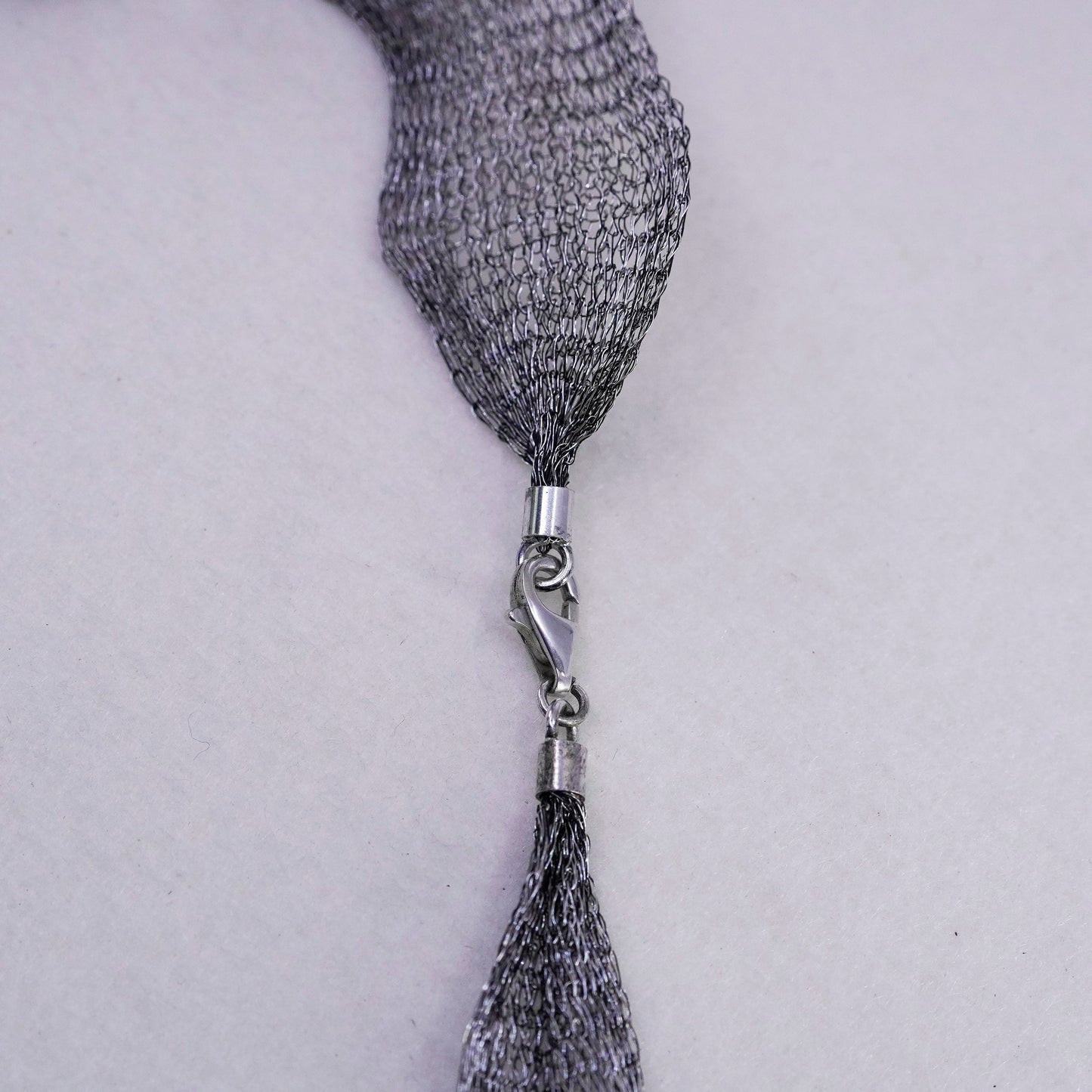 18”, vintage Sterling 925 silver mesh choker collar necklace